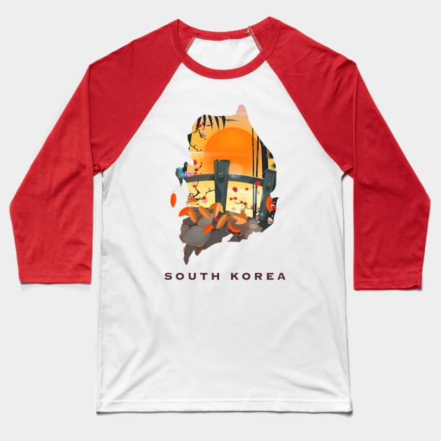 South Korea Map travel poster Baseball T-Shirt by nickemporium1